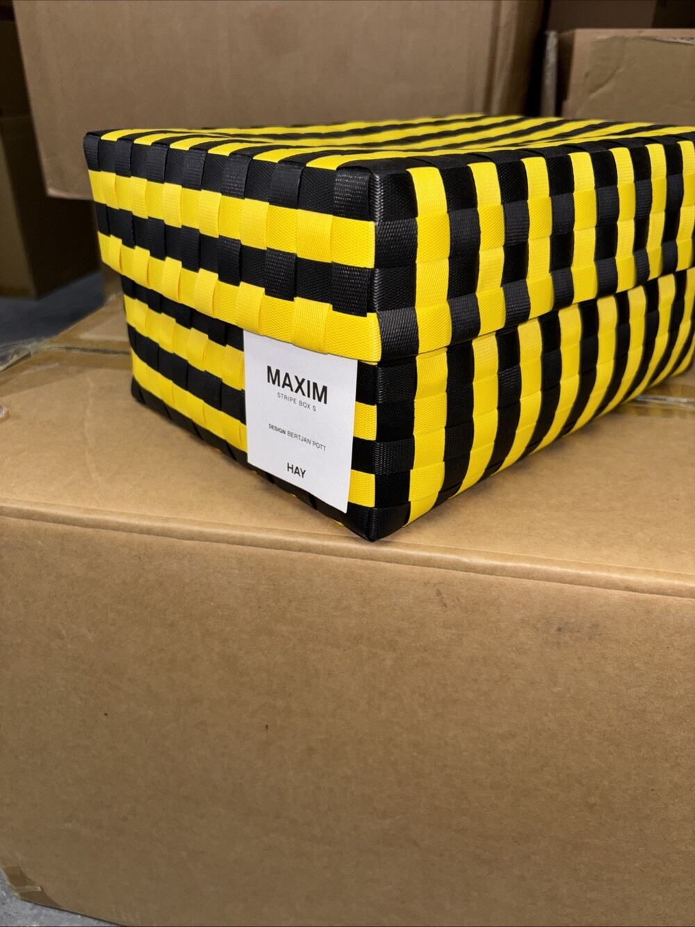 Hay Maxim Stripe Box s Yellow and Black Sewing Box and Storage Sewing Supply Box